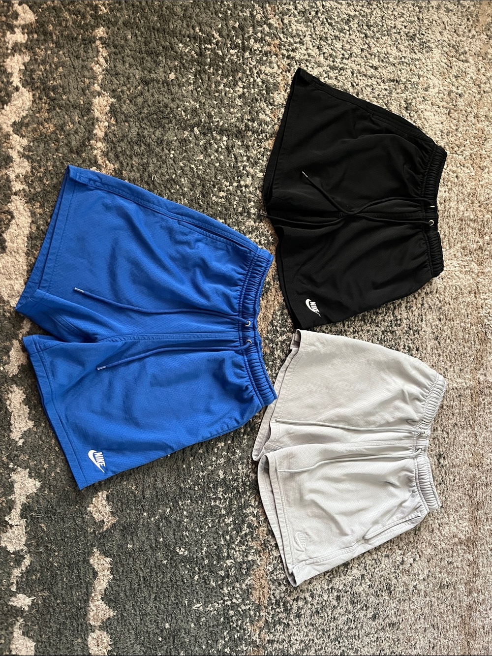 Nike Men’s Athletic Shorts Trio - Blue, Black & Light Gray